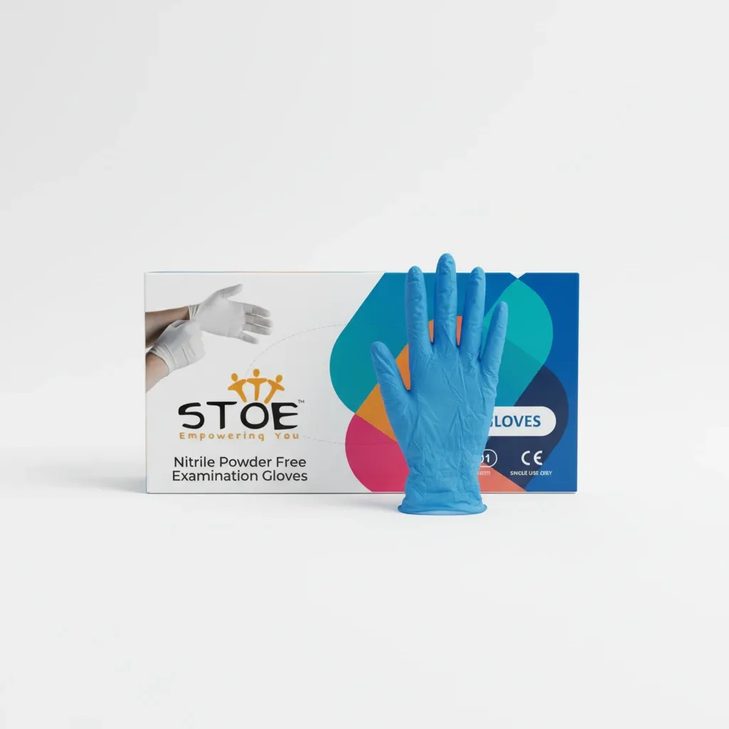 Nitrile Examination Gloves (Powder Free), 5.2-6gm, Blue/V Blue/ Green (100 Pcs) (M)